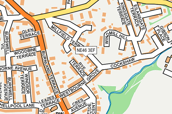 NE46 3EF map - OS OpenMap – Local (Ordnance Survey)