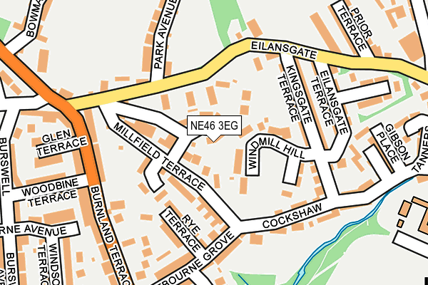 NE46 3EG map - OS OpenMap – Local (Ordnance Survey)