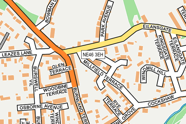 NE46 3EH map - OS OpenMap – Local (Ordnance Survey)