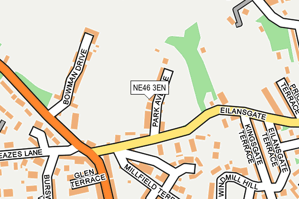 NE46 3EN map - OS OpenMap – Local (Ordnance Survey)