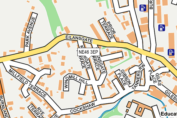 NE46 3EP map - OS OpenMap – Local (Ordnance Survey)