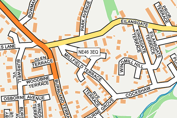 NE46 3EQ map - OS OpenMap – Local (Ordnance Survey)