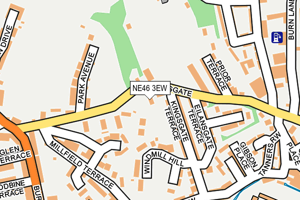 NE46 3EW map - OS OpenMap – Local (Ordnance Survey)