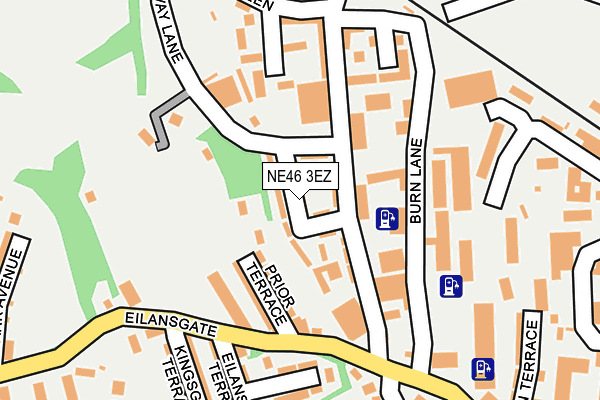 NE46 3EZ map - OS OpenMap – Local (Ordnance Survey)