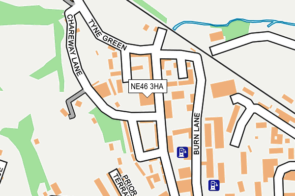 NE46 3HA map - OS OpenMap – Local (Ordnance Survey)