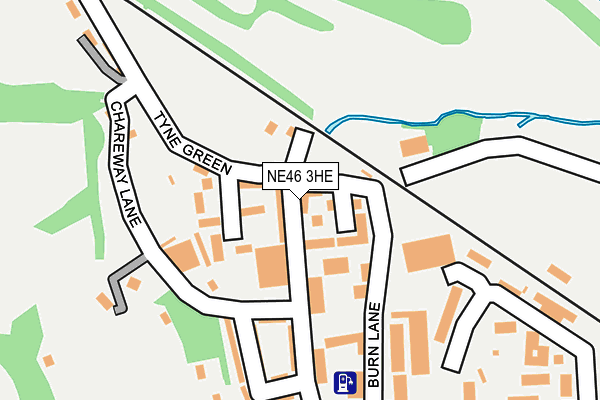 NE46 3HE map - OS OpenMap – Local (Ordnance Survey)