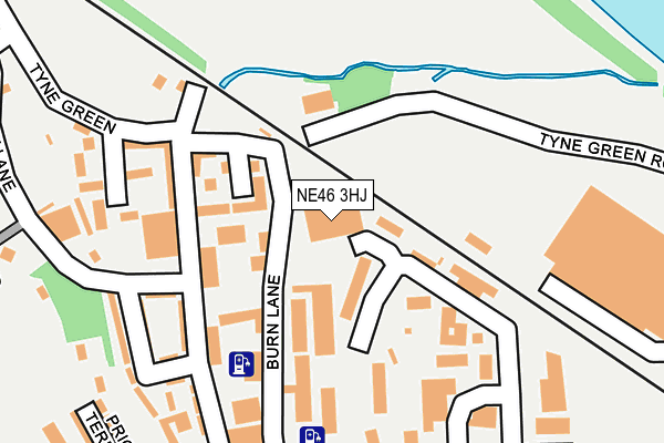 NE46 3HJ map - OS OpenMap – Local (Ordnance Survey)