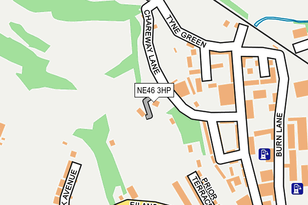 NE46 3HP map - OS OpenMap – Local (Ordnance Survey)