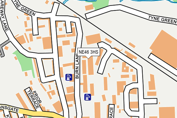 NE46 3HS map - OS OpenMap – Local (Ordnance Survey)