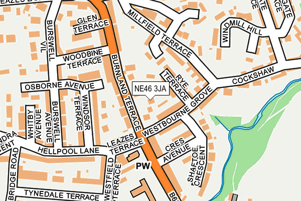 NE46 3JA map - OS OpenMap – Local (Ordnance Survey)