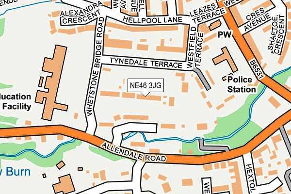 NE46 3JG map - OS OpenMap – Local (Ordnance Survey)