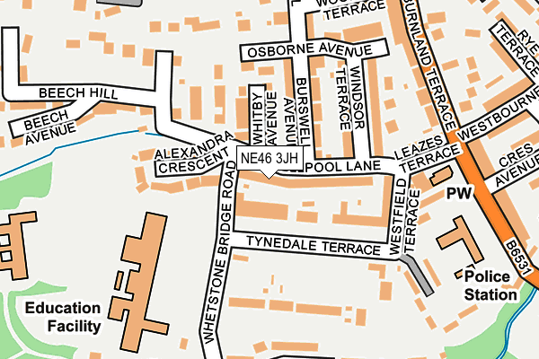NE46 3JH map - OS OpenMap – Local (Ordnance Survey)
