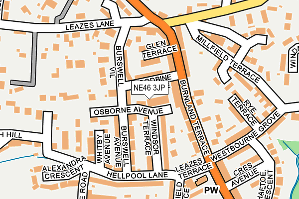 NE46 3JP map - OS OpenMap – Local (Ordnance Survey)