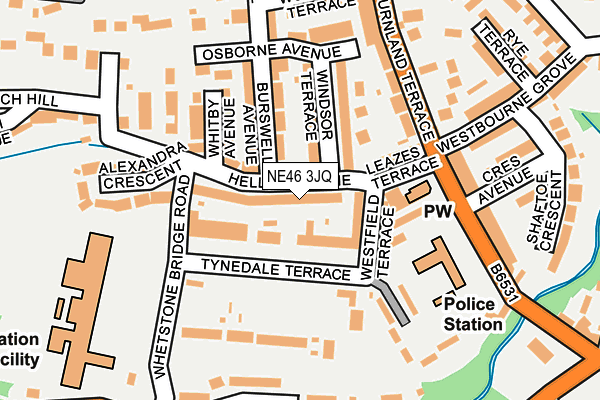 NE46 3JQ map - OS OpenMap – Local (Ordnance Survey)