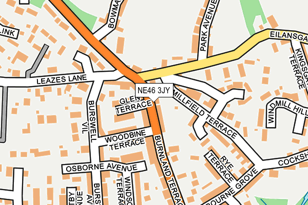 NE46 3JY map - OS OpenMap – Local (Ordnance Survey)