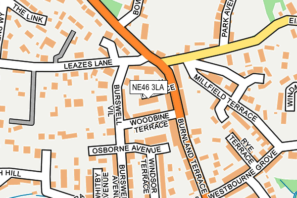 NE46 3LA map - OS OpenMap – Local (Ordnance Survey)