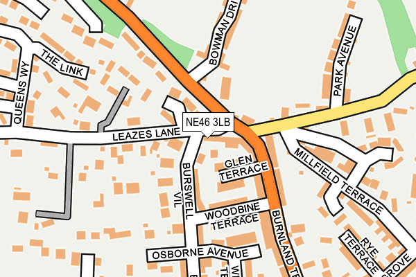 NE46 3LB map - OS OpenMap – Local (Ordnance Survey)