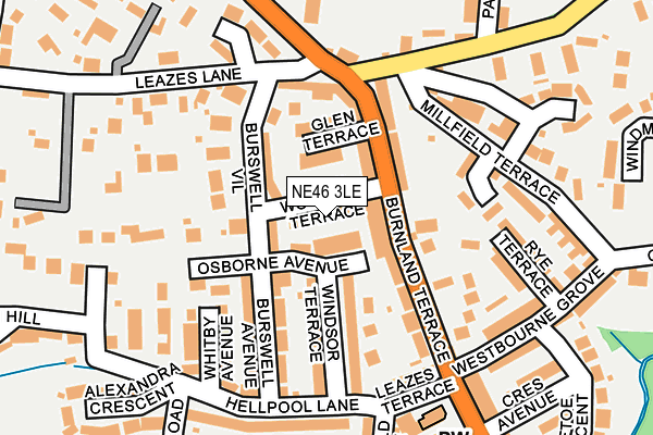 NE46 3LE map - OS OpenMap – Local (Ordnance Survey)