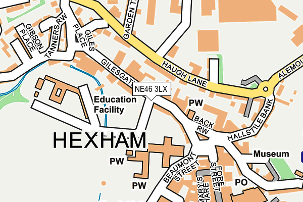 NE46 3LX map - OS OpenMap – Local (Ordnance Survey)