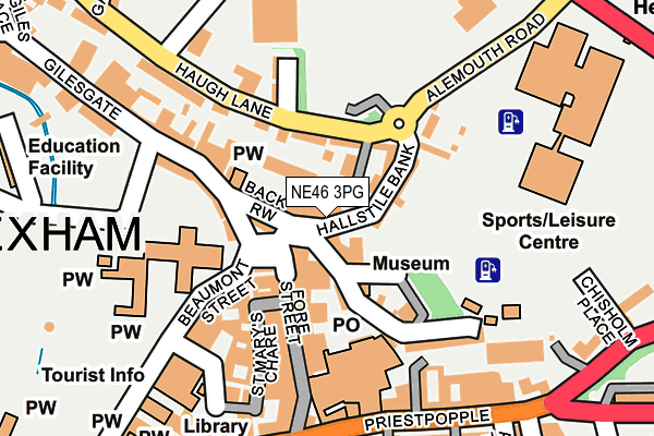 NE46 3PG map - OS OpenMap – Local (Ordnance Survey)