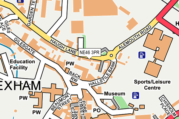 NE46 3PR map - OS OpenMap – Local (Ordnance Survey)