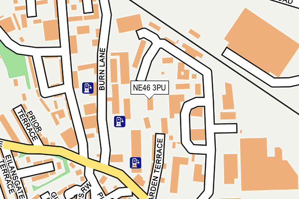 NE46 3PU map - OS OpenMap – Local (Ordnance Survey)