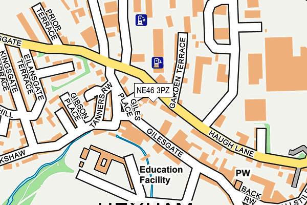 NE46 3PZ map - OS OpenMap – Local (Ordnance Survey)