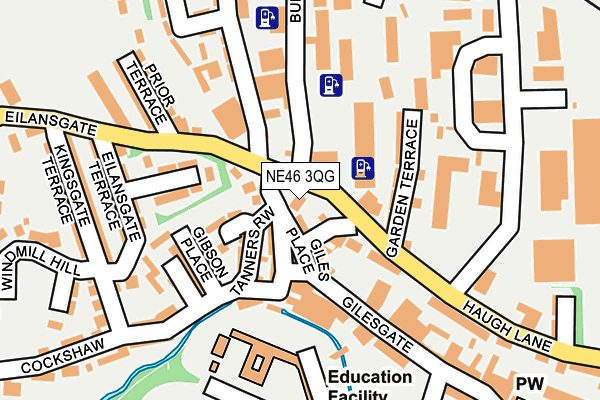 NE46 3QG map - OS OpenMap – Local (Ordnance Survey)