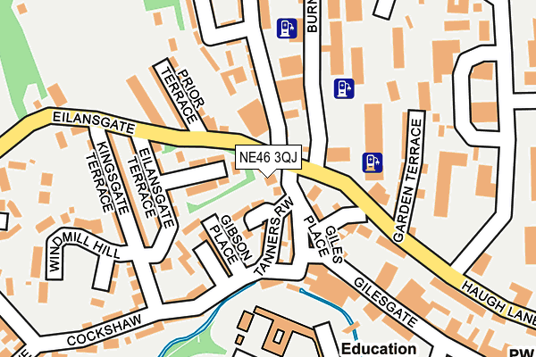 NE46 3QJ map - OS OpenMap – Local (Ordnance Survey)