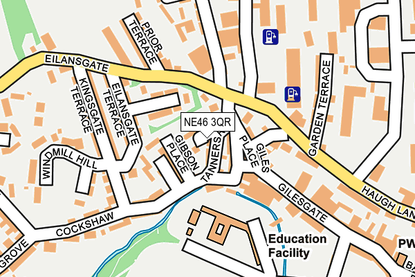 NE46 3QR map - OS OpenMap – Local (Ordnance Survey)
