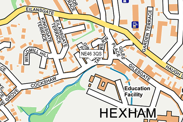 NE46 3QS map - OS OpenMap – Local (Ordnance Survey)