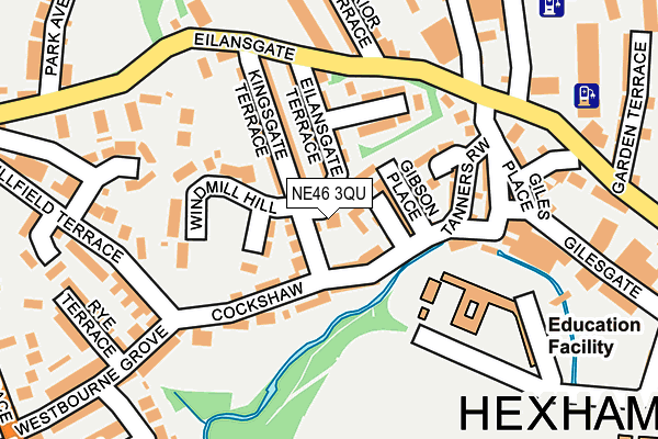 NE46 3QU map - OS OpenMap – Local (Ordnance Survey)