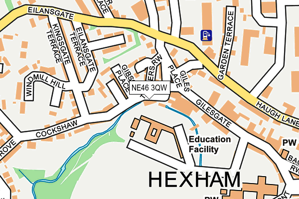 NE46 3QW map - OS OpenMap – Local (Ordnance Survey)