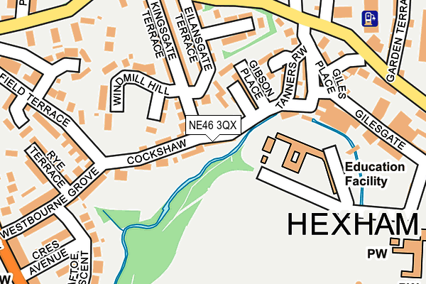 NE46 3QX map - OS OpenMap – Local (Ordnance Survey)