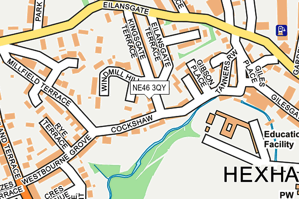 NE46 3QY map - OS OpenMap – Local (Ordnance Survey)