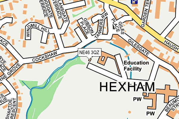 NE46 3QZ map - OS OpenMap – Local (Ordnance Survey)