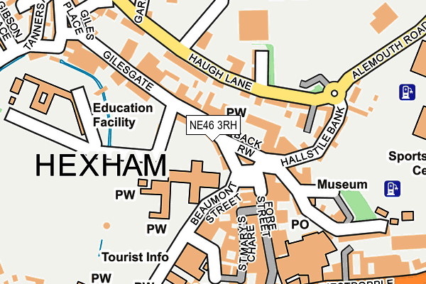 NE46 3RH map - OS OpenMap – Local (Ordnance Survey)