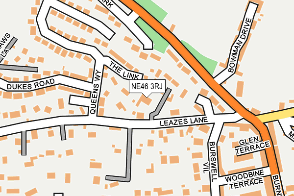 NE46 3RJ map - OS OpenMap – Local (Ordnance Survey)