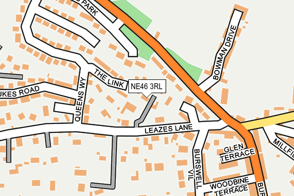 NE46 3RL map - OS OpenMap – Local (Ordnance Survey)