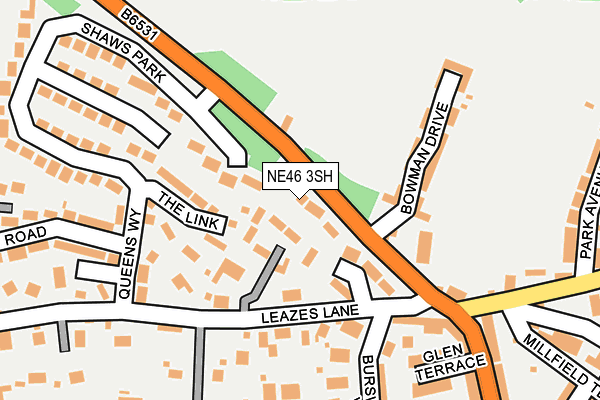 NE46 3SH map - OS OpenMap – Local (Ordnance Survey)