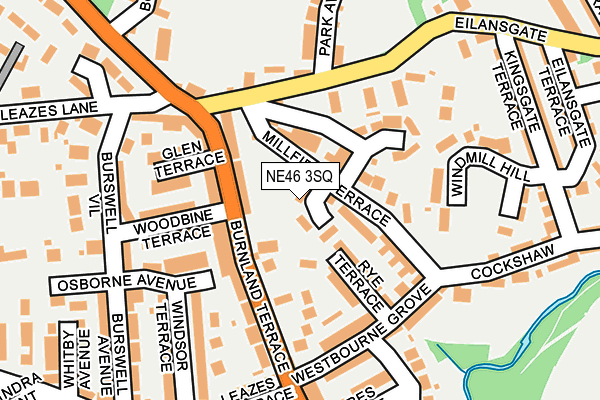 NE46 3SQ map - OS OpenMap – Local (Ordnance Survey)