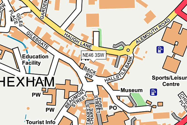 NE46 3SW map - OS OpenMap – Local (Ordnance Survey)