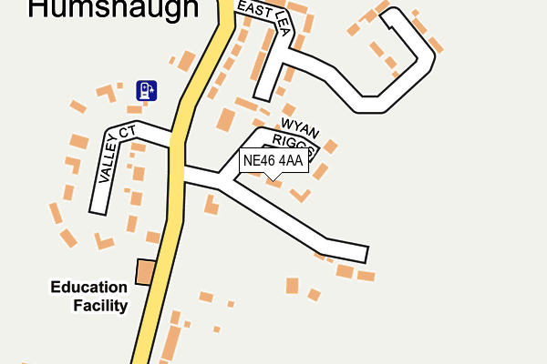 NE46 4AA map - OS OpenMap – Local (Ordnance Survey)