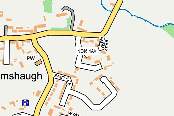 NE46 4AX map - OS OpenMap – Local (Ordnance Survey)