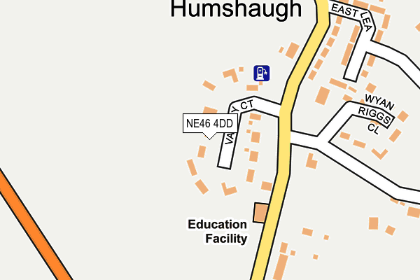 NE46 4DD map - OS OpenMap – Local (Ordnance Survey)