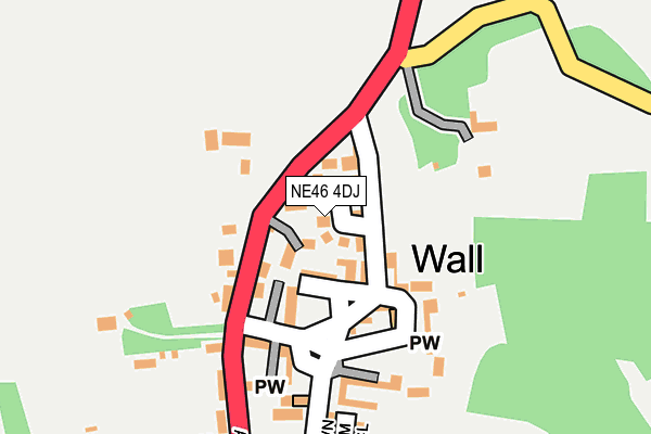 NE46 4DJ map - OS OpenMap – Local (Ordnance Survey)