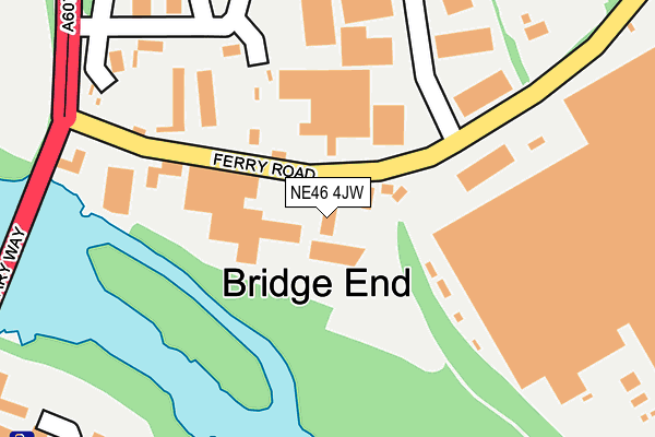 NE46 4JW map - OS OpenMap – Local (Ordnance Survey)
