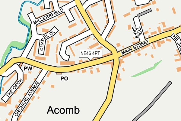 NE46 4PT map - OS OpenMap – Local (Ordnance Survey)