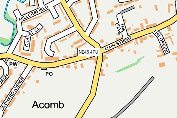 NE46 4PU map - OS OpenMap – Local (Ordnance Survey)