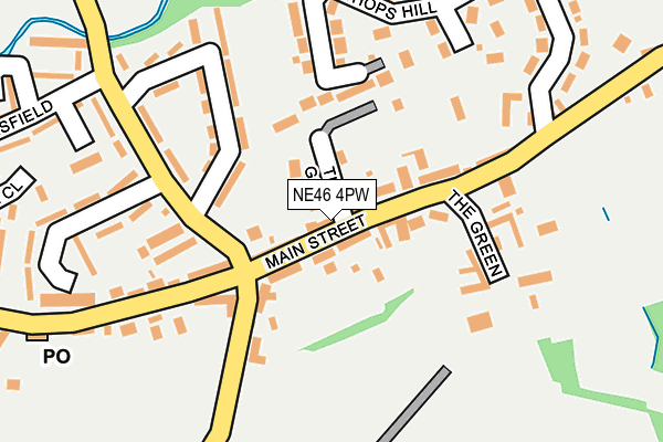 NE46 4PW map - OS OpenMap – Local (Ordnance Survey)